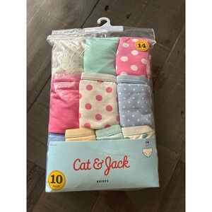 Cat & Jack Girls Briefs Underwear 10 Pack Size 14 Polka Dot Cotton Multi Color